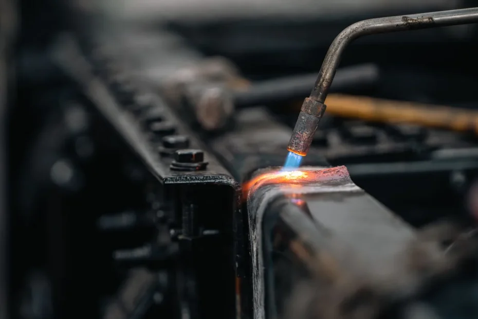 Soudure TIG à l'électrode de tungstène sur poutre acier